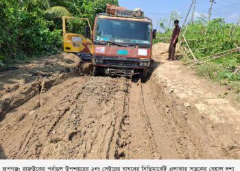 পূর্বাচলের অভ্যন্তরীণ সড়কের  বেহাল দশা, চরম ভোগান্তিতে যাত্রীরা