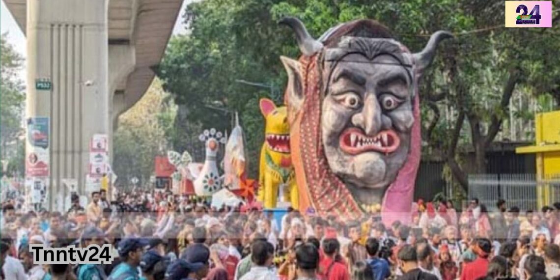 রাজধানীতে নববর্ষের আনন্দ শোভাযাত্রায় ফ্যাসিবাদী মুখাকৃতি মোটিফ।Nafiz Ashraf.Tnntv24