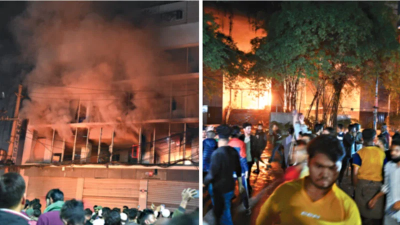 হামলা ও আগুন দিয়েছে প্রথম আলো এবং ডেইলি স্টার ভবনে । Nafiz Ashraf.Tnntv24